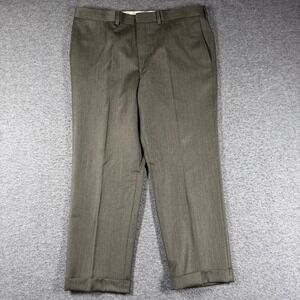 J. Press Mens Dress Stuart Pants Brown Textured Cuffed Flat Front Trousers 38x29